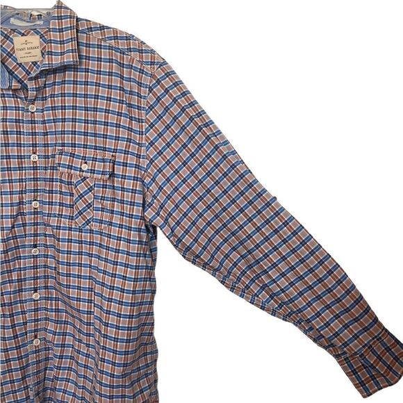 Tommy Bahama Orange/Blue Plaid Long Sleeve Coastal Flip Cuff Button Up Shirt XL - Picture 6 of 9